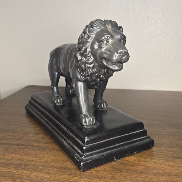 Majestic Standing Lion Statue Figurine - Heavy Faux Bronze Resin Doorstop 10" - Picture 10 of 13